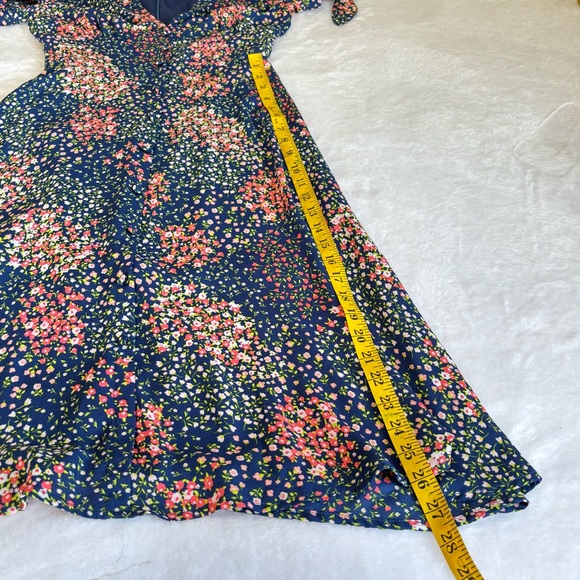 Lulus Austyn Navy Blue Floral Print Tie Sleeve Midi Dress • Size XS - Picture 13 of 14